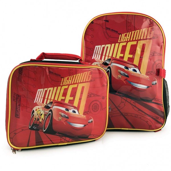 Disney Pixar Cars 3 Lightning McQueen Backpack with Detachable Insulated Lunch Kit 15'' Full Size