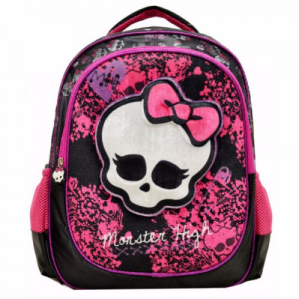 Mattel Monster High Deluxe 3D Plush Velvet Backpack Bag Black / Pink