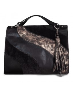 Joanel Haute Coco Satchel Handbag Black Pewter