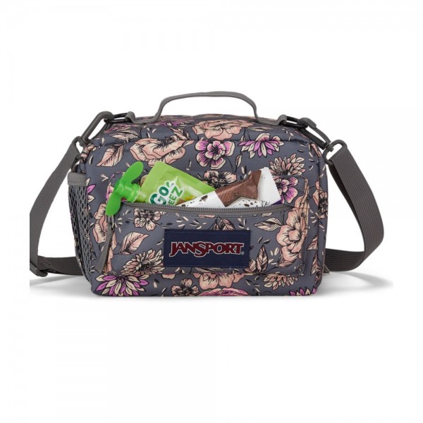 JanSport The Carryout Lunch Bag Boho Floral Graphite Grey • Lunch