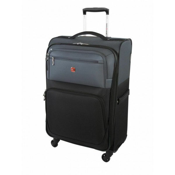 Swiss Gear Exposure 24" Soft Side Spinner Expandable Luggage Black Grey