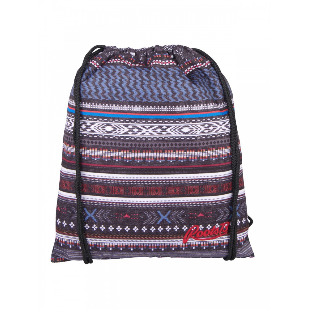 Roots 73 Drawstring Backpack Shoe Bag Grey/Blue Aztec • Sport