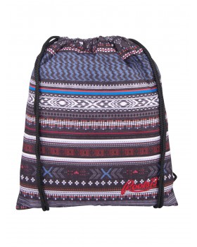 Roots 73 Drawstring Backpack Shoe Bag Grey/Blue Aztec