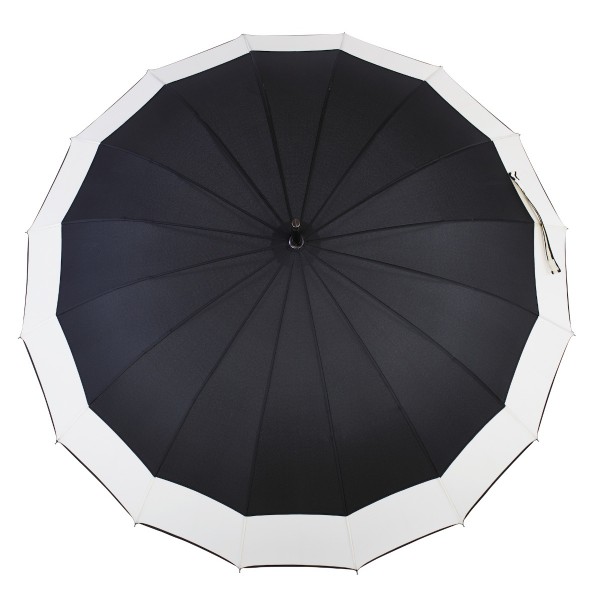 Knirps Belami Stick Umbrella with Shoulder Strap Black/White