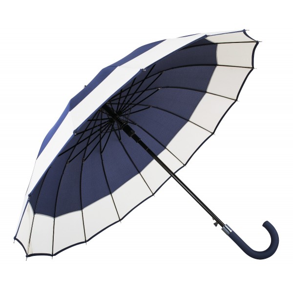 Knirps Belami Stick Umbrella with Shoulder Strap Navy/White