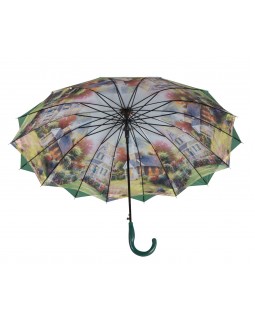 Austin House Stick Umbrella Double Canopy Green