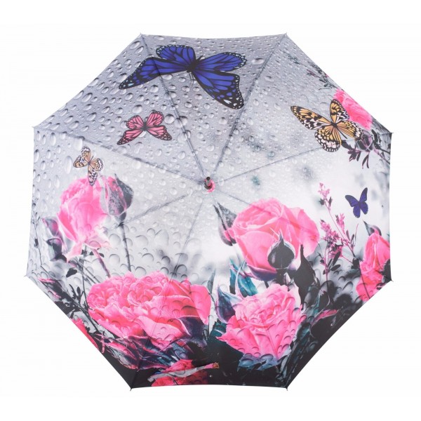Knirps Belami Stick Umbrella Automatic Pink Butterfly