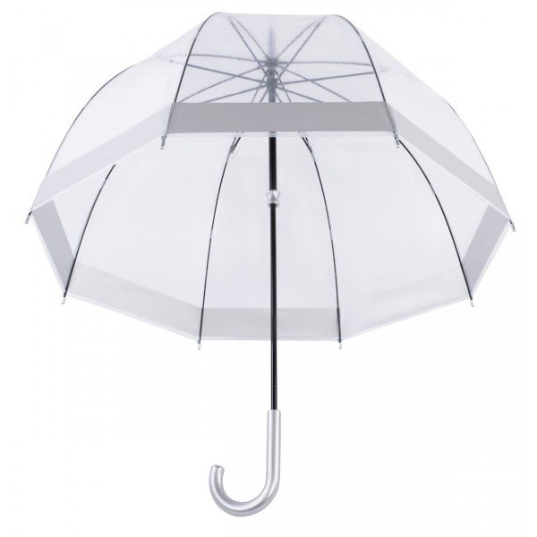 Knirps Belami Clear Dome Stick Umbrella Silver Border