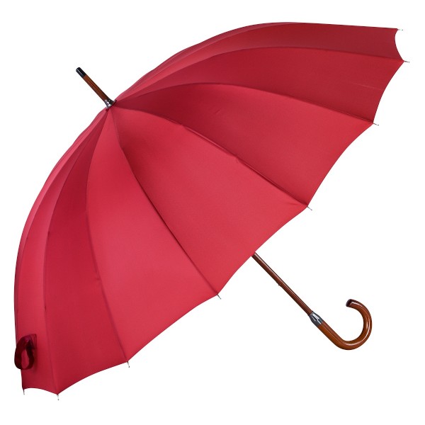 Knirps Belami Stick Umbrella with Wooden Handle Oxblood Red