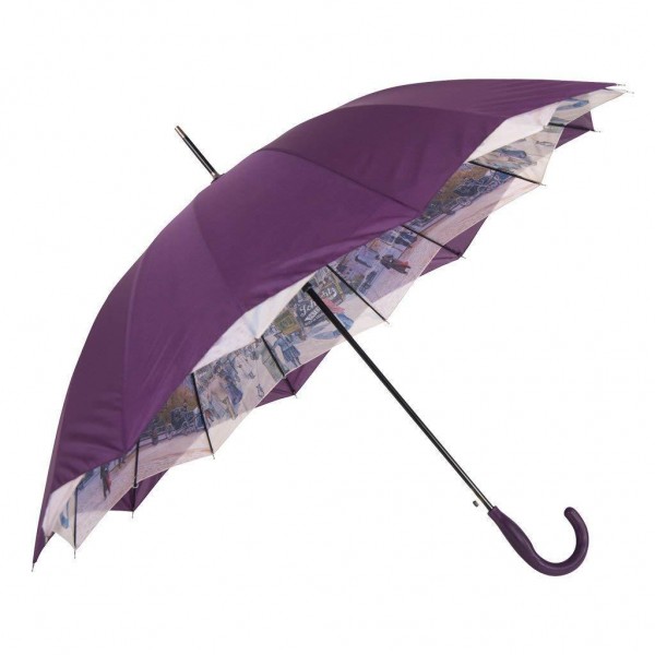 Austin House Stick Umbrella Double Canopy Navy Purple