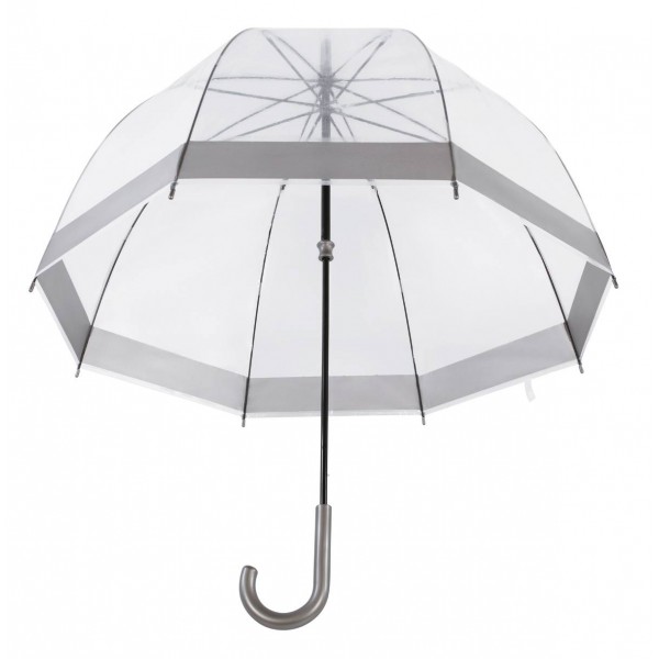 Knirps Belami Clear Dome Stick Umbrella Pewter Border